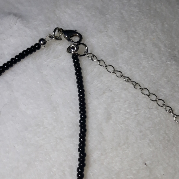 Black stone and silver accent necklace & earrings - Picture 9 of 9